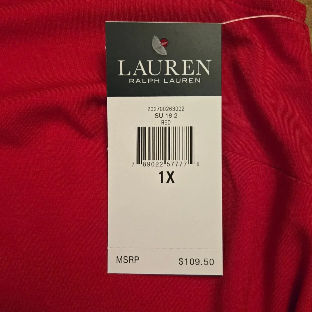 Lauren Ralph Lauren Tie-front sleeveless Jersey Sheath Dress Red 1X Minimalist - Picture 9 of 10